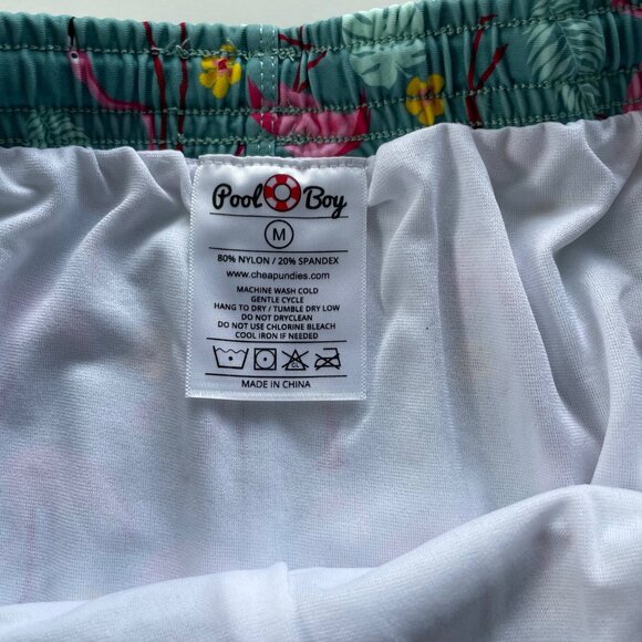 PoolBoy Mens Flamingo Print Swim Shorts Size M Elastic Waist Beach Vacation Sun‎ - Picture 4 of 9